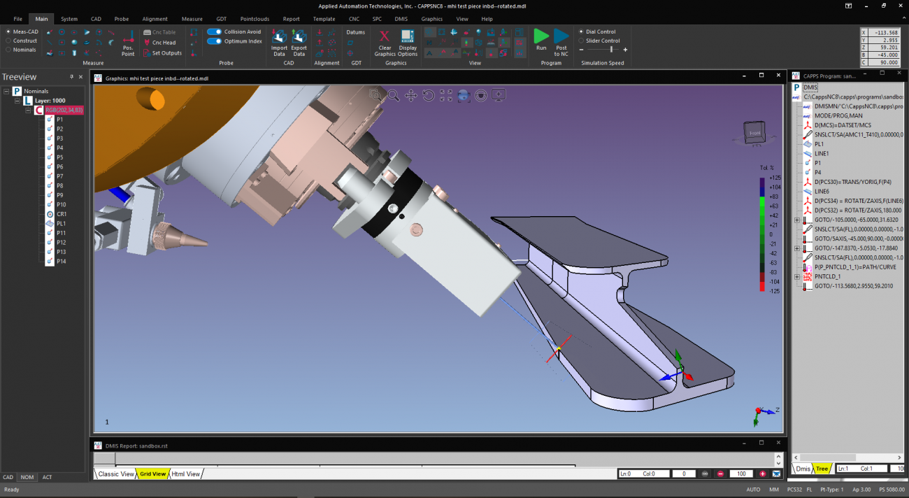 Screen dump of AAT3D CAPPSNC aircraft stringer test section