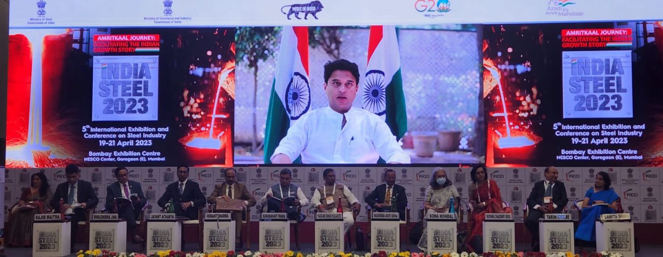 Shri Jyotiraditya Scindia, Hon’ble Minister of Civil Aviation and Steel, addresing FICCI India steel 2023 conference